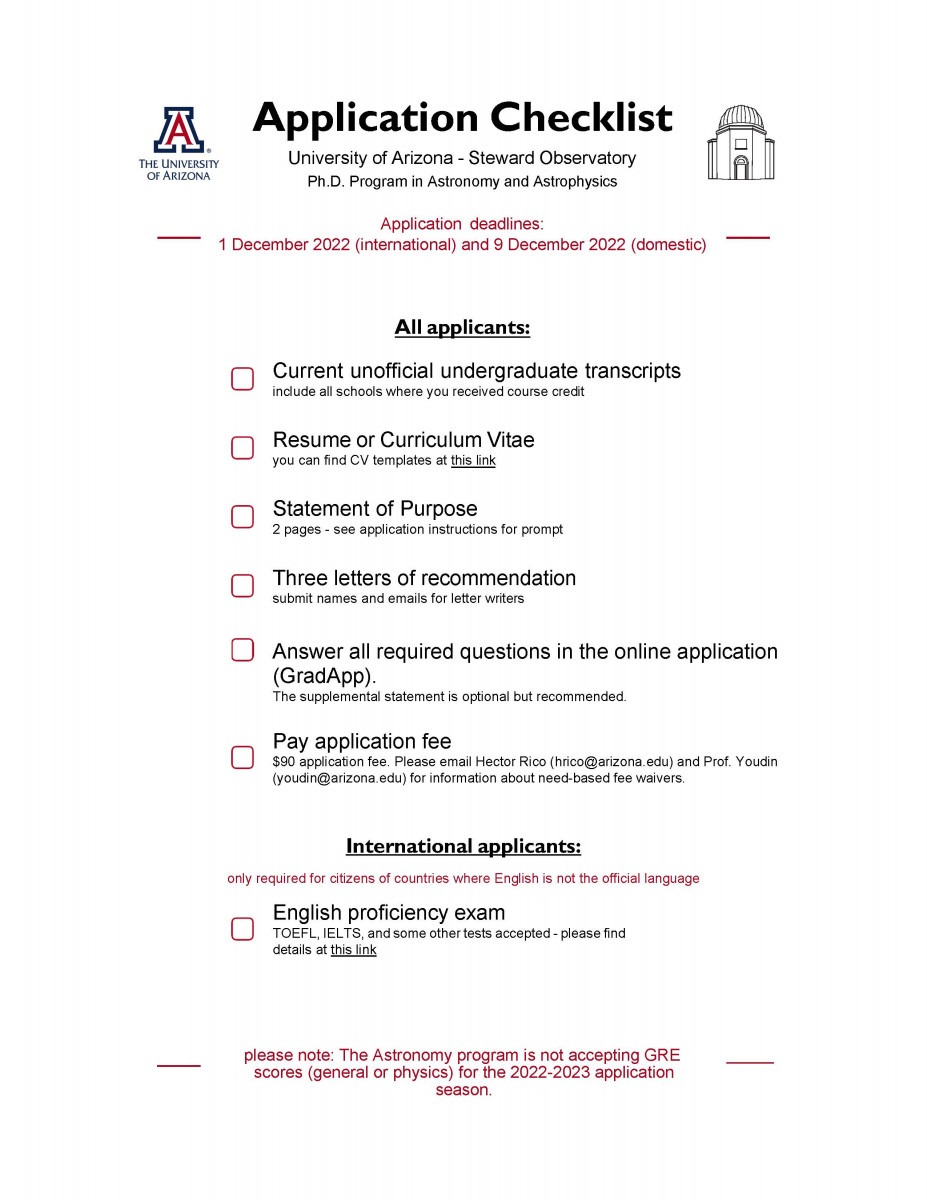 Graduate Admissions Checklist