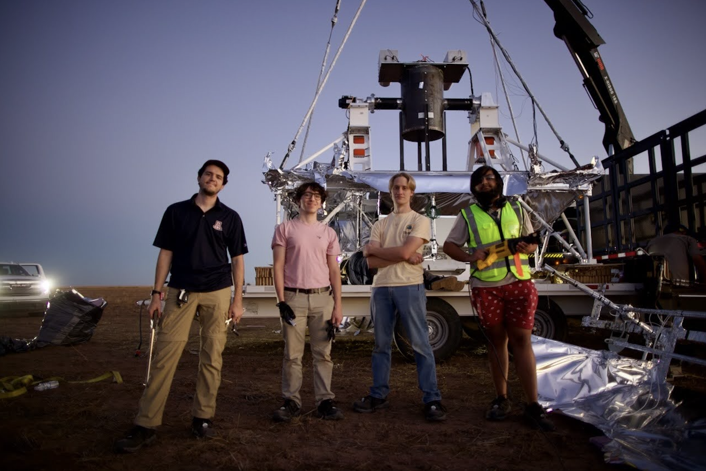 Members of the TIM recovery team. Left to right: Evan Mayer (UArizona), Alexander Manduca (UPenn), Brockton Brendal (UIUC), Shubh Agrawal (UPenn). PC: Joaquin Vieira (UIUC)