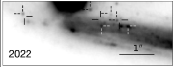 Thanks to gravitational lensing, astronomers were able to directly image stars across the enormous distance of 6.5 billion light-years, highlighted by "crosshair" markings in this close-up image of Abell 370 taken with the James Webb Space Telescope.  Yoshinobu Fudamoto/NASA