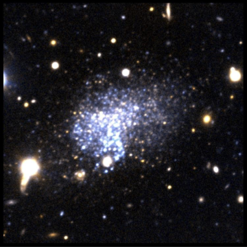 A composite image taken by the Magellan Clay Telescope in Chile shows Corvus A, one of the dwarf galaxies being studied by researchers at the University of Arizona with the help of retired medical doctor turned amateur astronomer Richard Donnerstein.